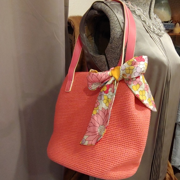 Talbots Handbags - Talbots Pink shoulder bag w/silk tie